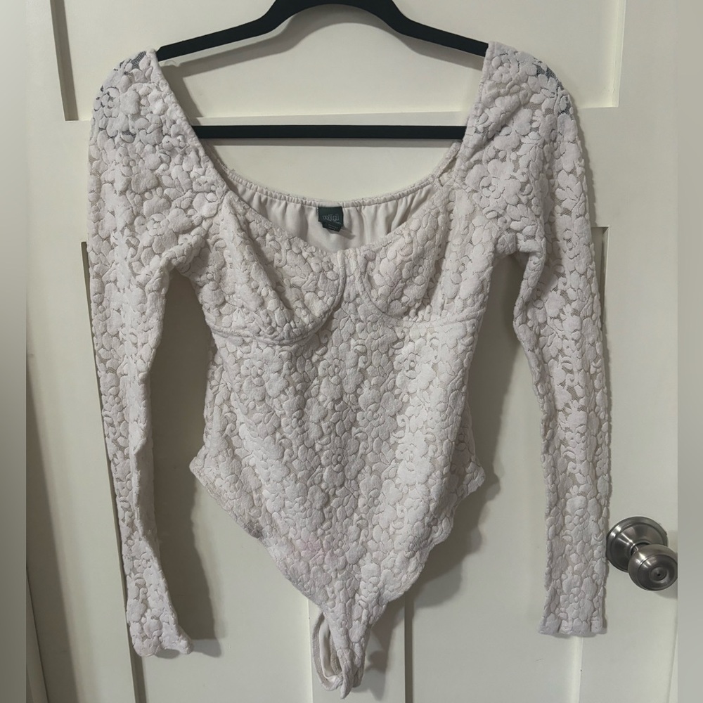Wild fable white lace like body suit